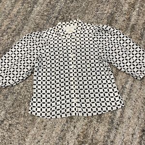 Vintage Talbots, button-down, balloon sleeve blouse, cotton silk blend size 14